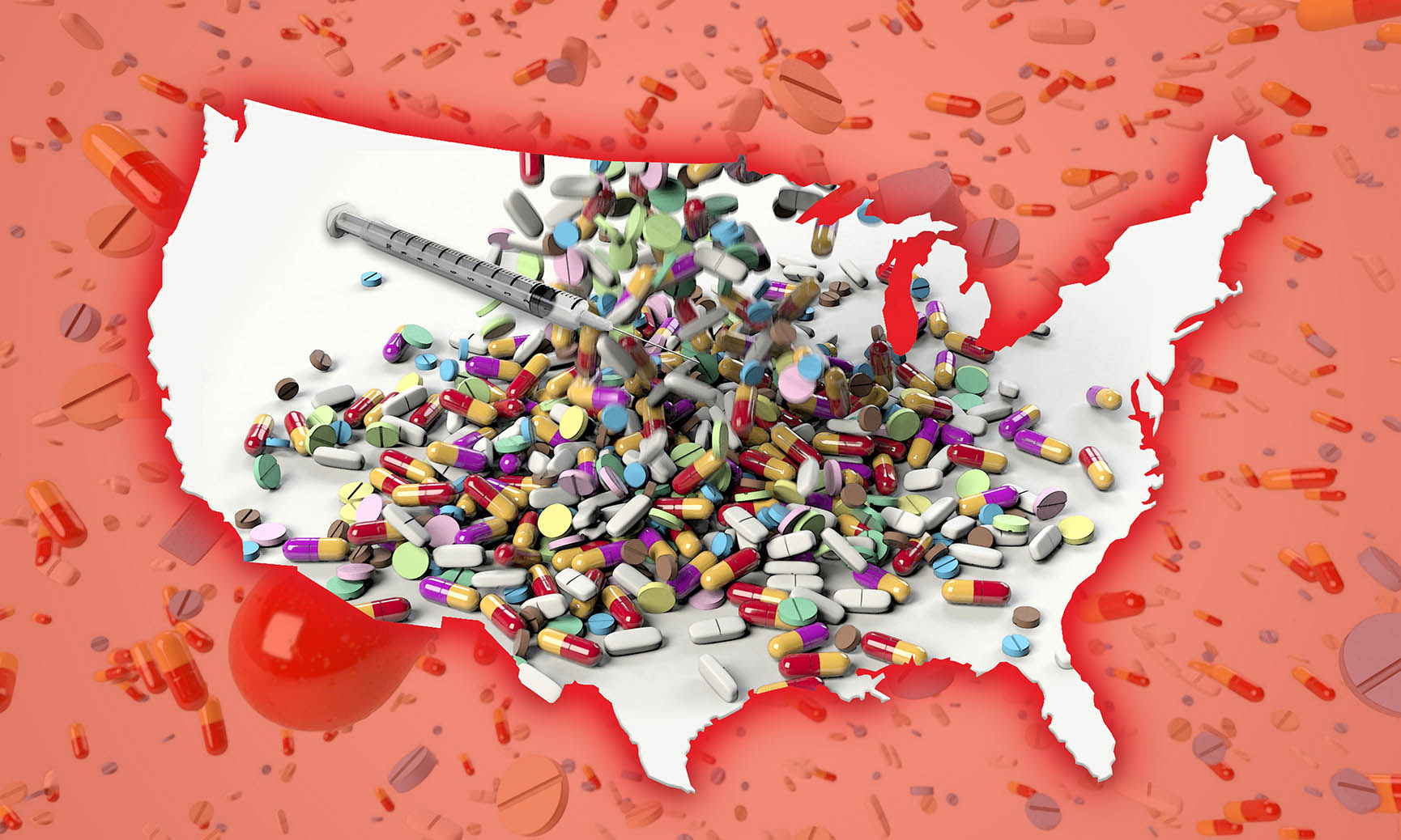 Drugs over U.S. map